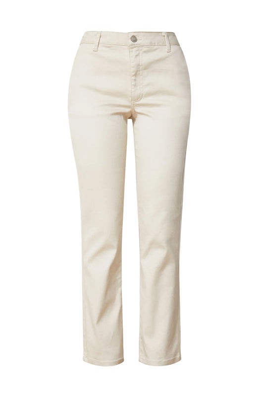 Beige Straight Twill Slim Fit Pants